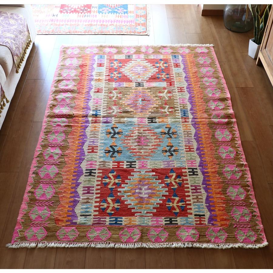 手織りキリム トルコ　カイセリ産 184x131cm 明るいパステルカラー　セッヂャーデ | ブランド登録なし