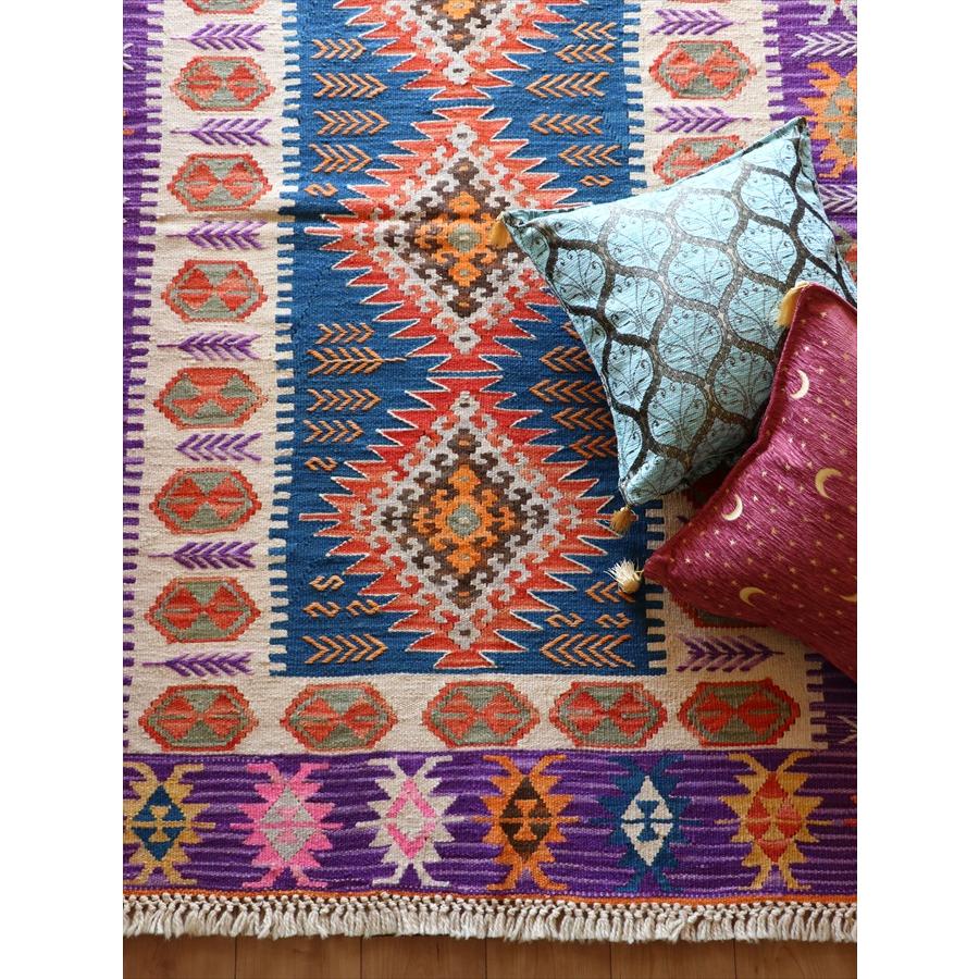 手織りキリム トルコ　カイセリ産 170x124cm 明るいパステルカラー　麦の穂のボーダー | ブランド登録なし | 14