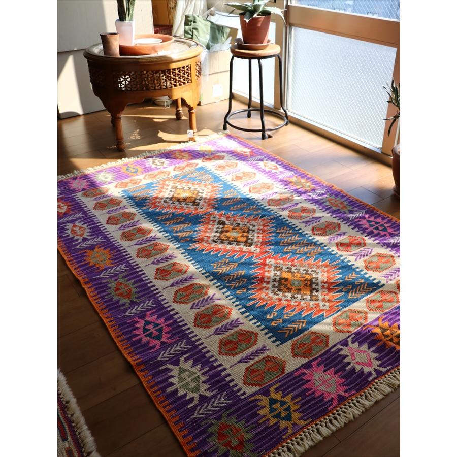 手織りキリム トルコ　カイセリ産 170x124cm 明るいパステルカラー　麦の穂のボーダー | ブランド登録なし | 15