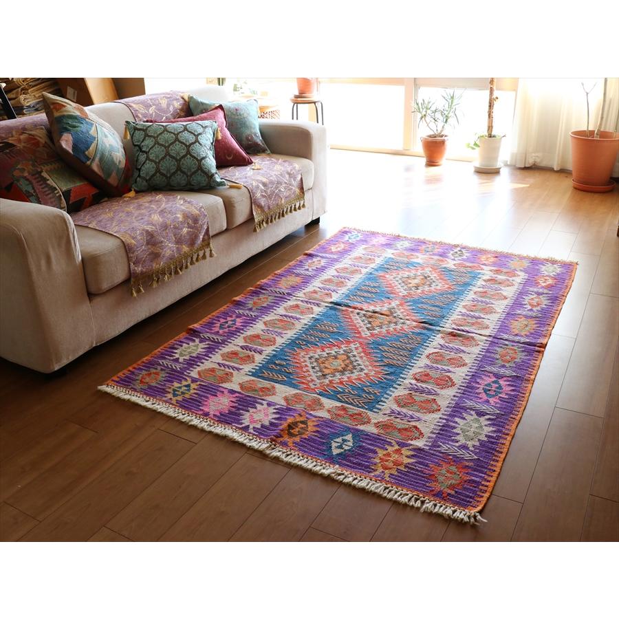 手織りキリム トルコ　カイセリ産 170x124cm 明るいパステルカラー　麦の穂のボーダー | ブランド登録なし | 01