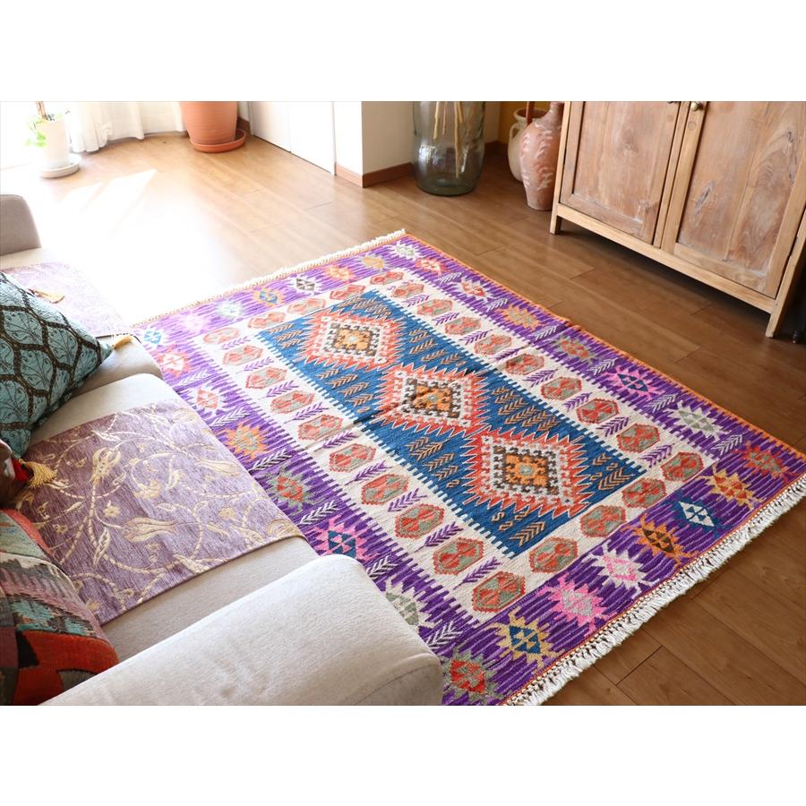 手織りキリム トルコ　カイセリ産 170x124cm 明るいパステルカラー　麦の穂のボーダー | ブランド登録なし | 02