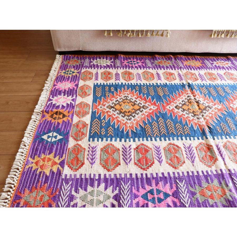 手織りキリム トルコ　カイセリ産 170x124cm 明るいパステルカラー　麦の穂のボーダー | ブランド登録なし | 05