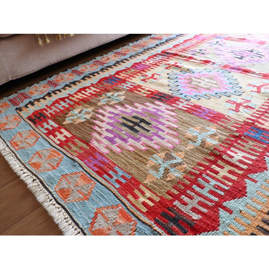 手織りキリム トルコ　カイセリ産 171x135cm 明るいパステルカラー　セッヂャーデ_10