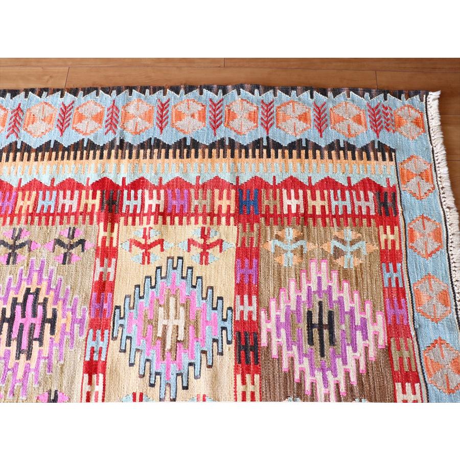 手織りキリム トルコ　カイセリ産 171x135cm 明るいパステルカラー　セッヂャーデ_4