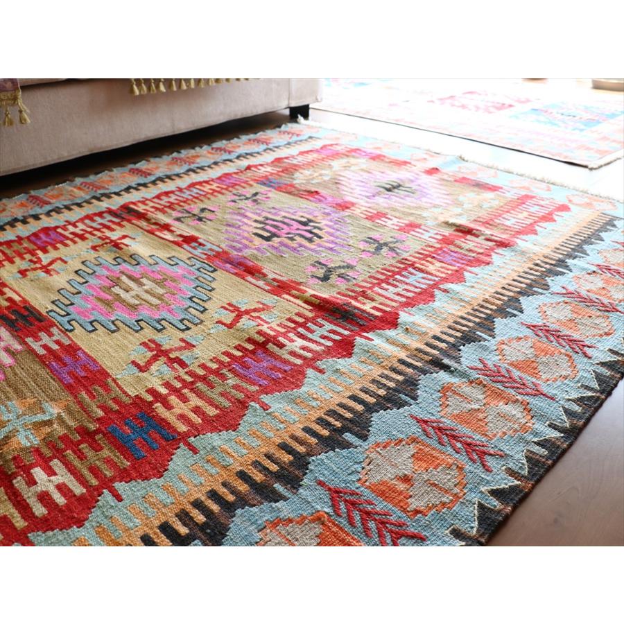 手織りキリム トルコ　カイセリ産 171x135cm 明るいパステルカラー　セッヂャーデ_9