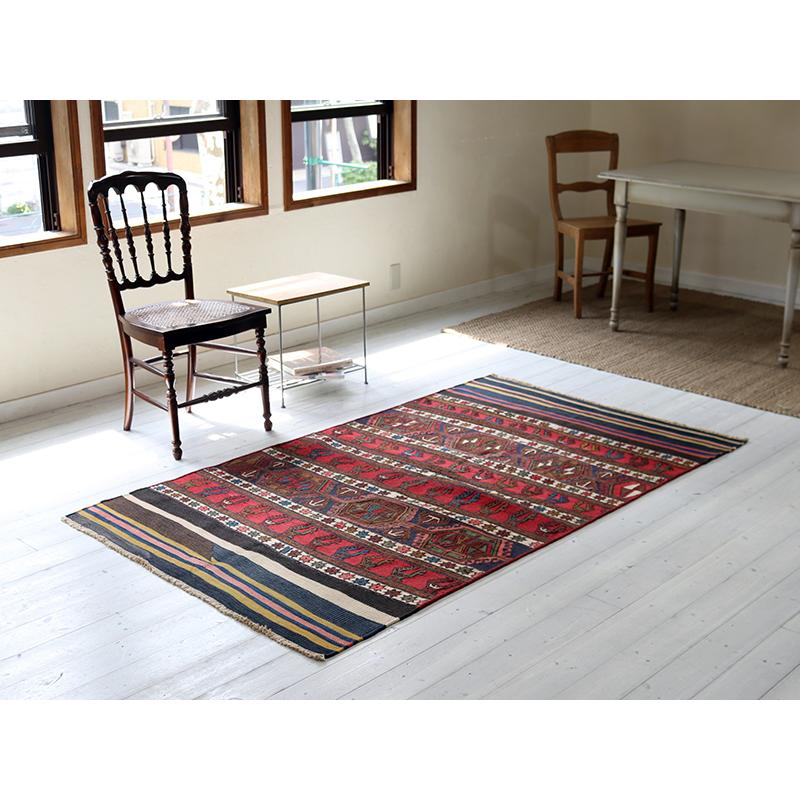 オールドキリム シャーサバン 195x113cm マフラッシュを開いた装飾的なキリム/ピーコックの行列 スマック織り | ブランド登録なし | 01