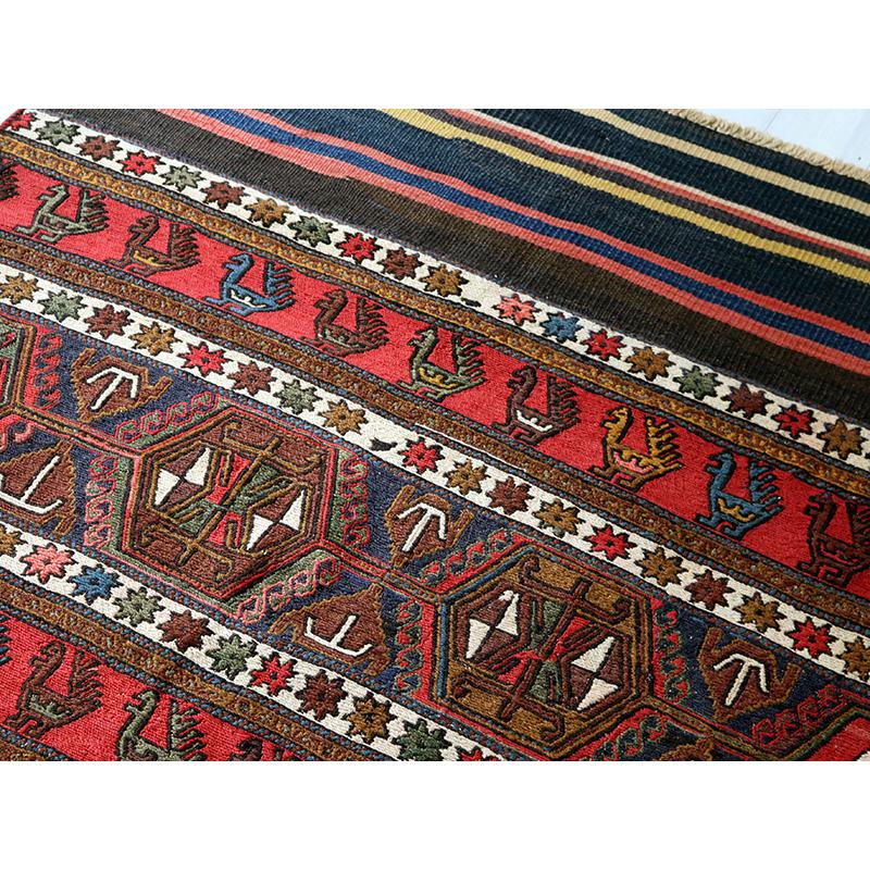 オールドキリム シャーサバン 195x113cm マフラッシュを開いた装飾的なキリム/ピーコックの行列 スマック織り | ブランド登録なし | 02