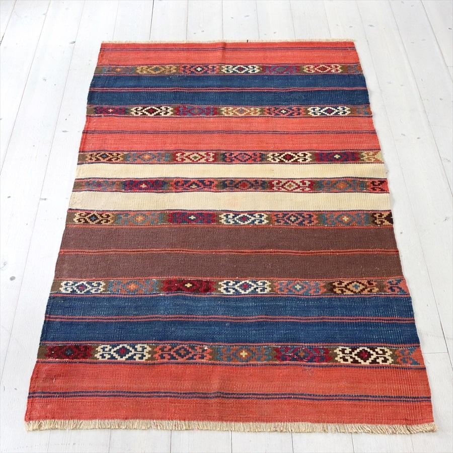 オールドキリム マラテヤ  136x78cm 幾何学モチーフのボーダーデザイン | ブランド登録なし