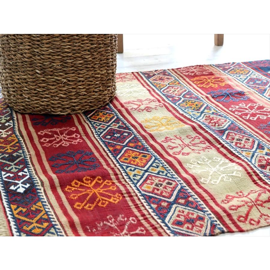 オールドキリム マラテヤ/収納袋チュアル 102x88cm ジジムモチーフのボーダーデザイン | ブランド登録なし | 03