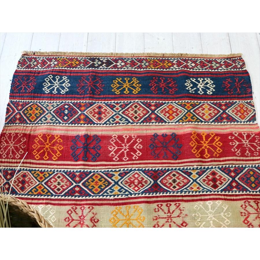 オールドキリム マラテヤ/収納袋チュアル 102x88cm ジジムモチーフのボーダーデザイン | ブランド登録なし | 04