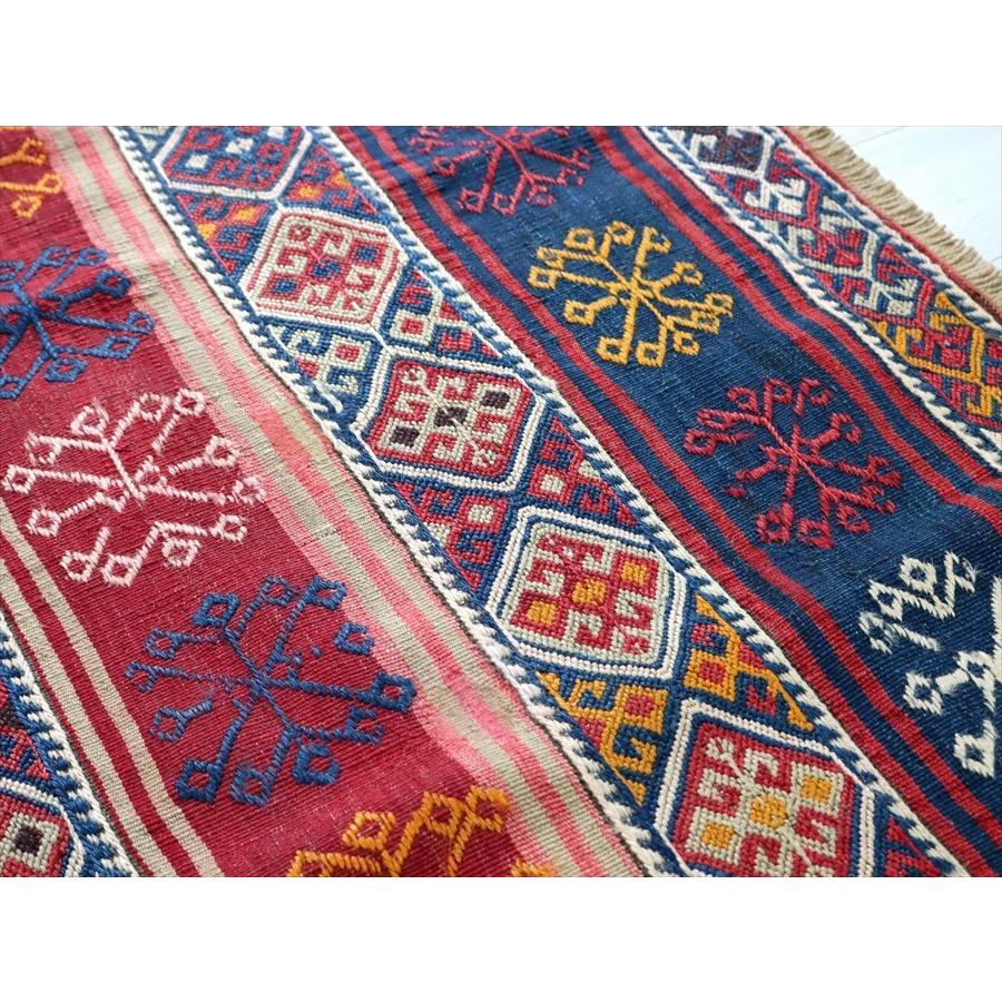 オールドキリム マラテヤ/収納袋チュアル 102x88cm ジジムモチーフのボーダーデザイン | ブランド登録なし | 05