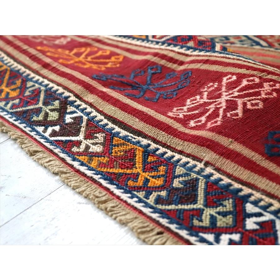 オールドキリム マラテヤ/収納袋チュアル 102x88cm ジジムモチーフのボーダーデザイン | ブランド登録なし | 08