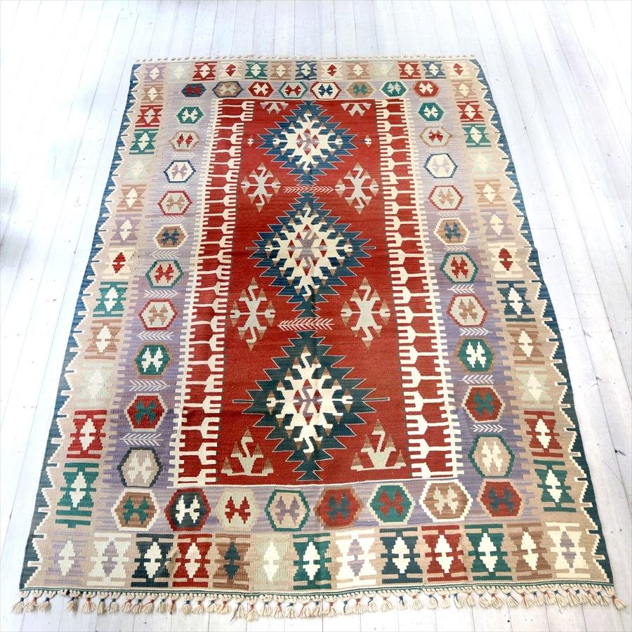 やわらかな織りのカイセリ産キリム　ケッレ 291x184cm ドラゴンのモチーフ | ブランド登録なし