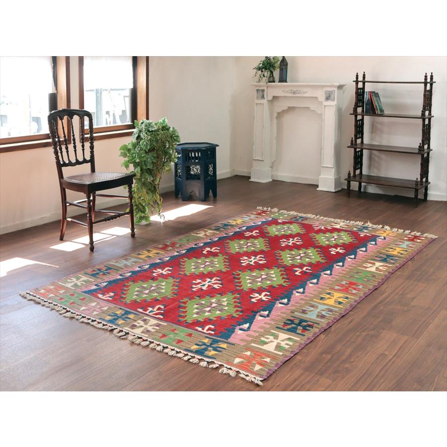 トルコの手織りキリム カイセリ 235x148cm ドラゴンのモチーフ レッド＆ブラウン |  | 01