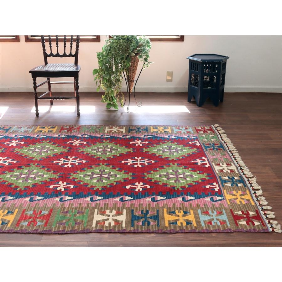 トルコの手織りキリム カイセリ 235x148cm ドラゴンのモチーフ レッド＆ブラウン |  | 02