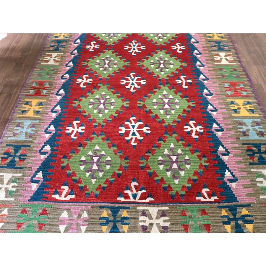 トルコの手織りキリム カイセリ 235x148cm ドラゴンのモチーフ レッド＆ブラウン |  | 03