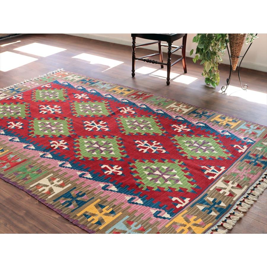 トルコの手織りキリム カイセリ 235x148cm ドラゴンのモチーフ レッド＆ブラウン |  | 04