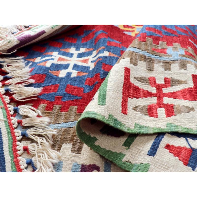 カイセリキリム 大型 トルコ手織りキリム 235x147cm レッド トライバル