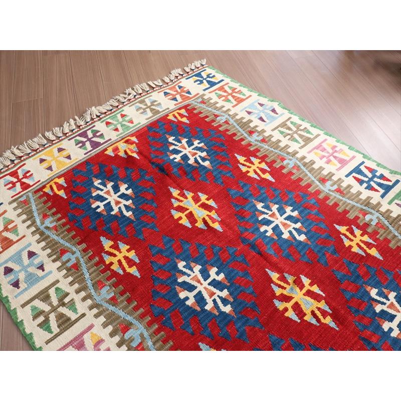 カイセリキリム 大型 トルコ手織りキリム 235x147cm レッド トライバル