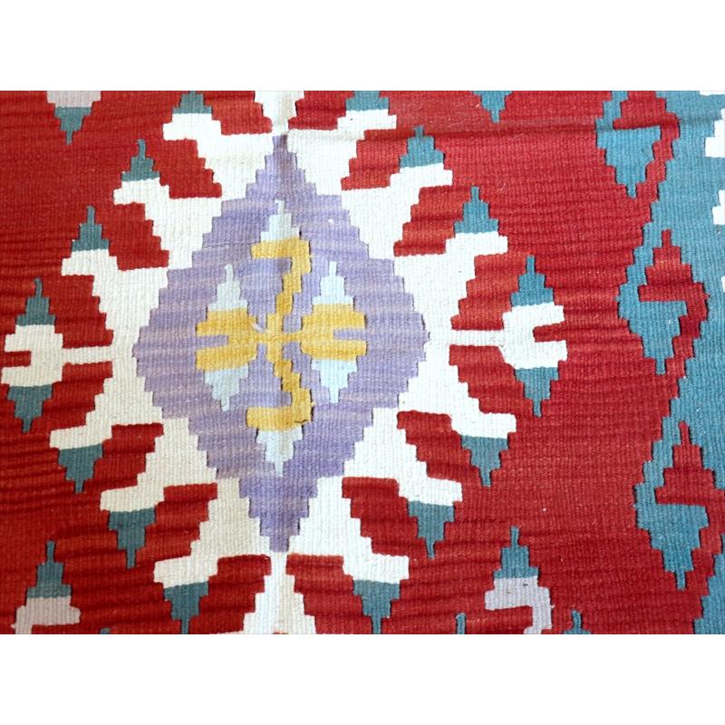トルコ 手織りラグ カイセリキリム 242x147cm 幾何学柄 3つのドラゴン