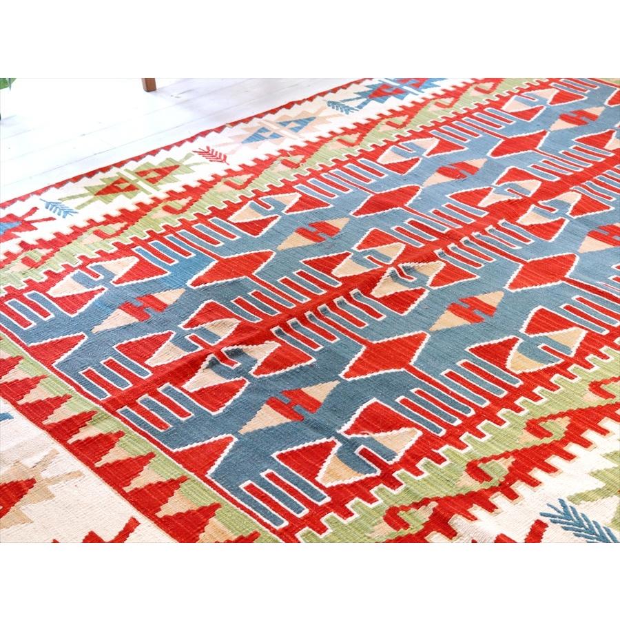 トルコの手織りキリム　カリヨラ 233x152cm 翼を広げた鳥のモチーフ | ブランド登録なし | 02