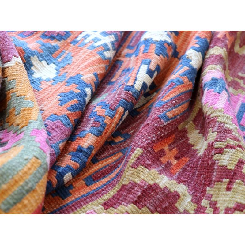 手織りキリム トルコ カイセリ産 221x153cm リビングサイズ ローズ