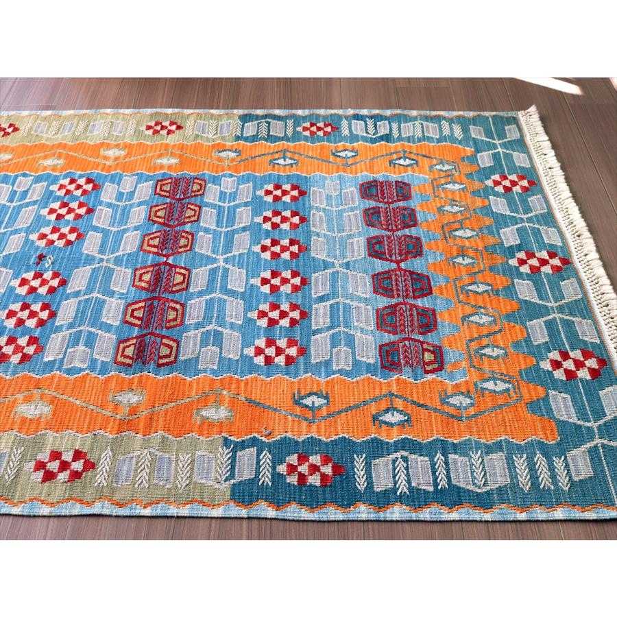 細かな織りの手織りキリム カイセリ 173x131cm 麦の穂と小花のモチーフ | ブランド登録なし | 03