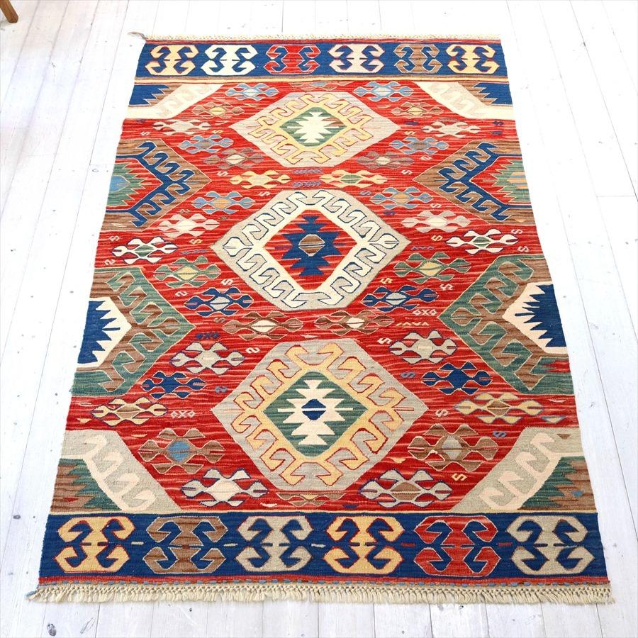 細かな織りのコンヤキリム セッヂャーデ 186x120cm ドラゴンと狼の口のモチーフ | ブランド登録なし