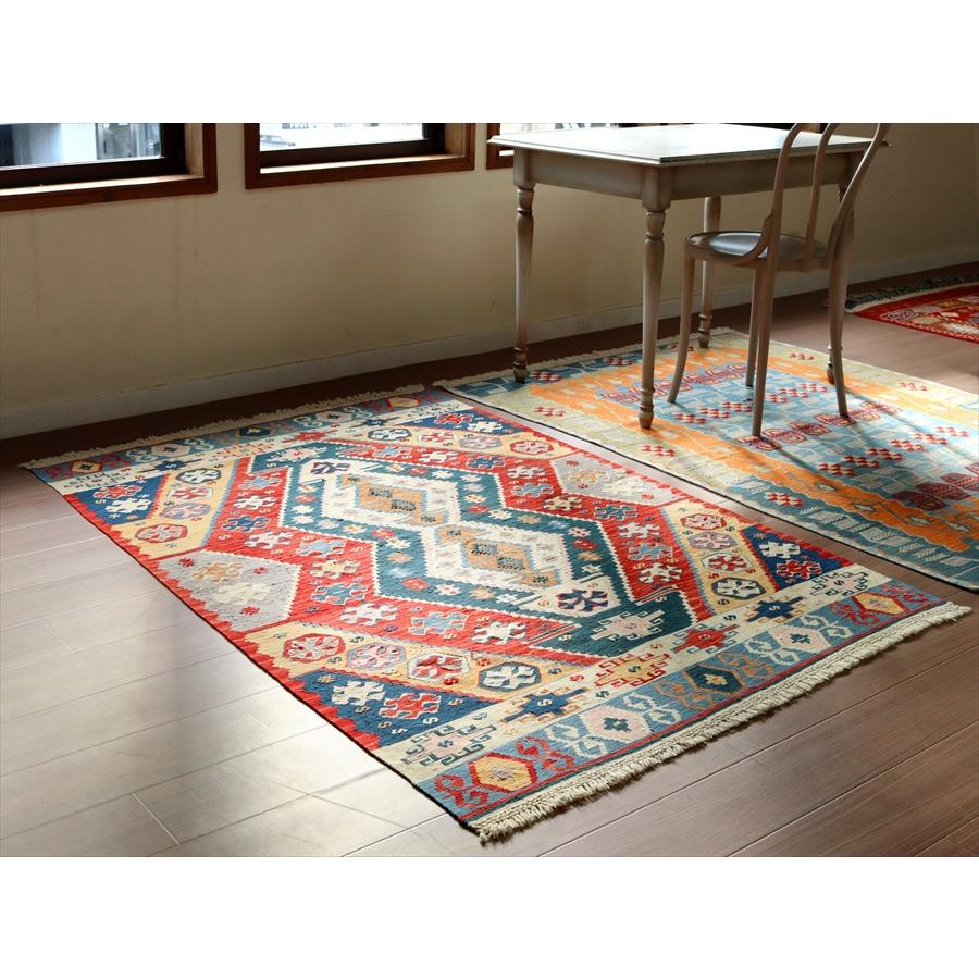 細かな織りの手織りキリム コンヤ 177x125cm ２つのダイヤと狼の口 | ブランド登録なし | 01