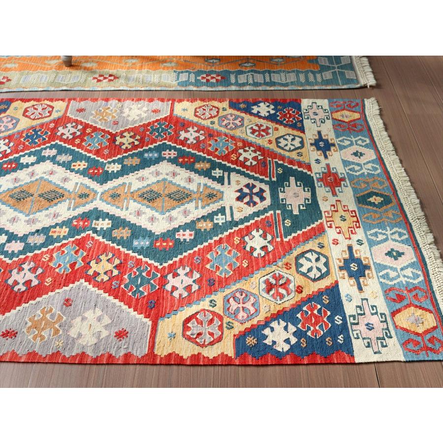 細かな織りの手織りキリム コンヤ 177x125cm ２つのダイヤと狼の口 | ブランド登録なし | 03