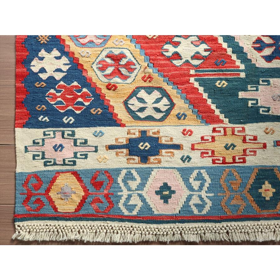 細かな織りの手織りキリム コンヤ 177x125cm ２つのダイヤと狼の口 | ブランド登録なし | 04