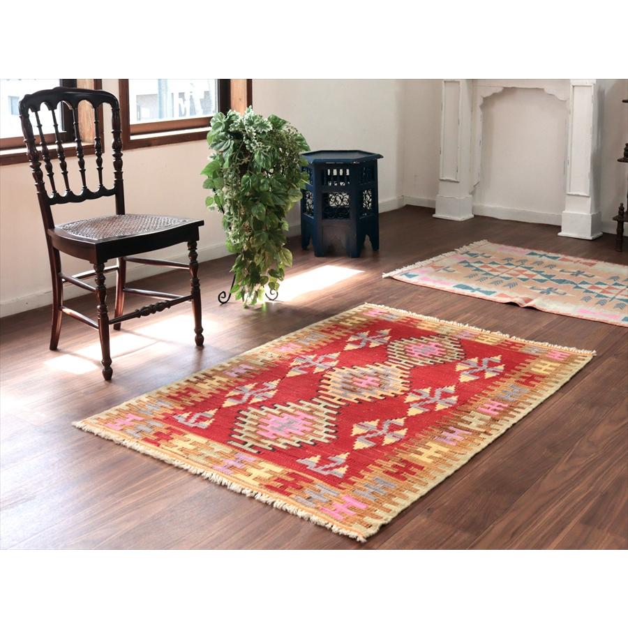 ワンランク上のカイセリキリム 137x98cm レッド＆ブラウン トルコの手織りキリム |  | 01