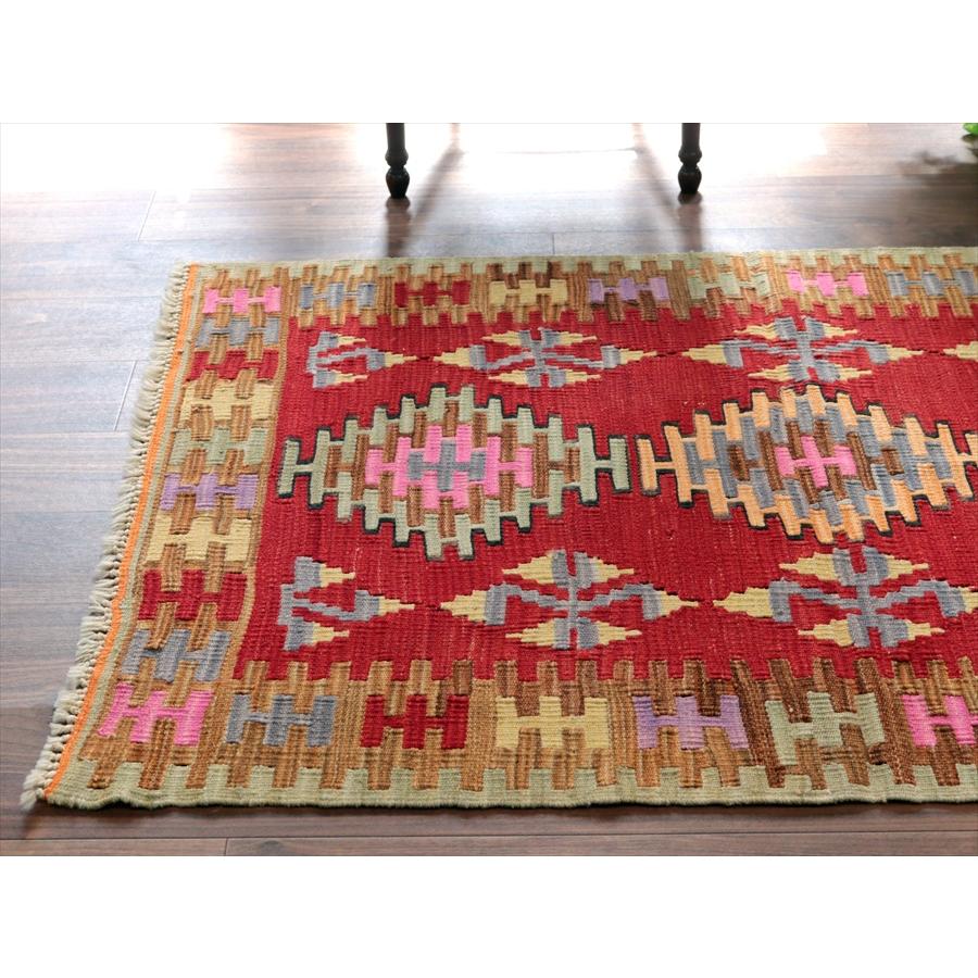 ワンランク上のカイセリキリム 137x98cm レッド＆ブラウン トルコの手織りキリム |  | 03