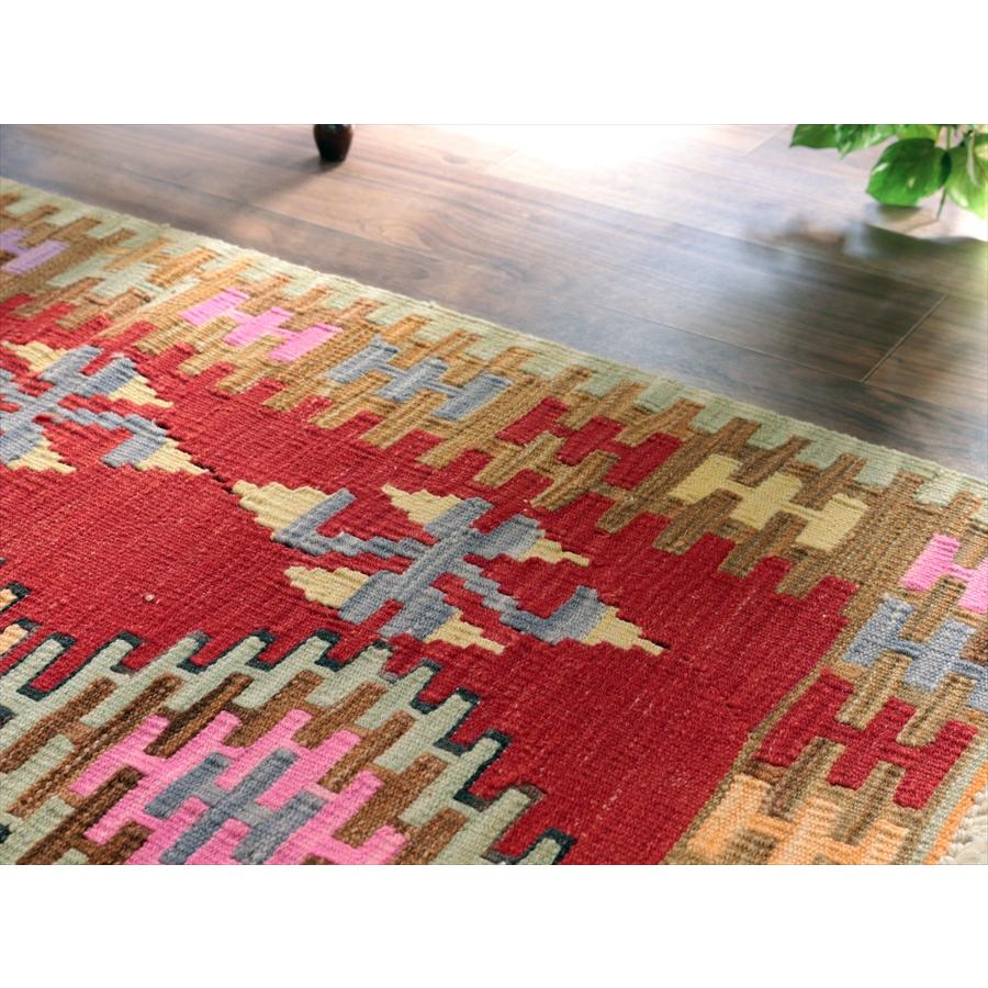 ワンランク上のカイセリキリム 137x98cm レッド＆ブラウン トルコの手織りキリム |  | 05