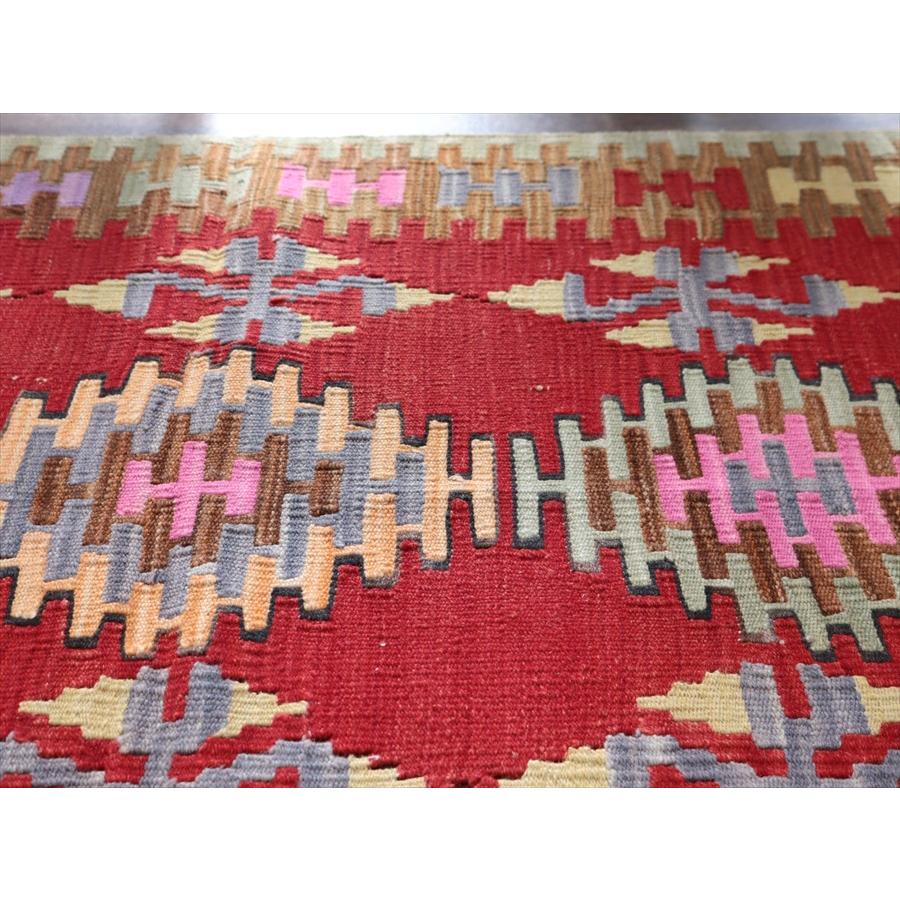 ワンランク上のカイセリキリム 137x98cm レッド＆ブラウン トルコの手織りキリム |  | 06