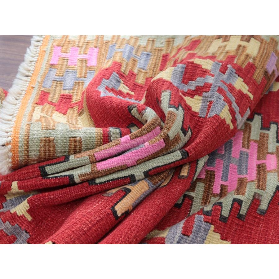ワンランク上のカイセリキリム 137x98cm レッド＆ブラウン トルコの手織りキリム |  | 07