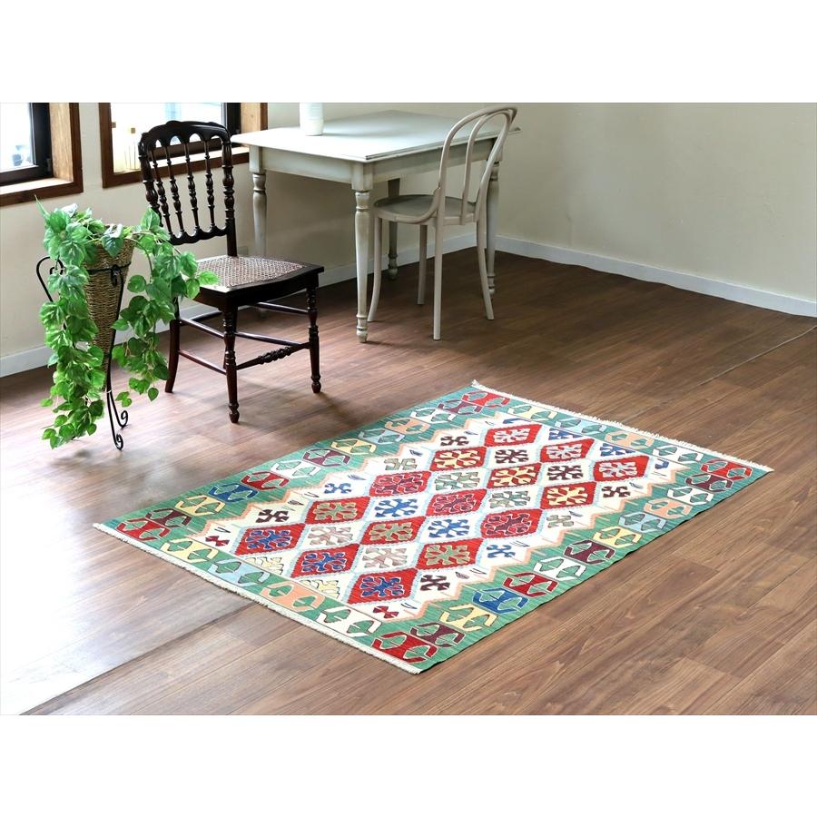 トルコ手織りキリム コンヤ 163x114cm 連なるひし形 レッド＆グリーン | ブランド登録なし | 01