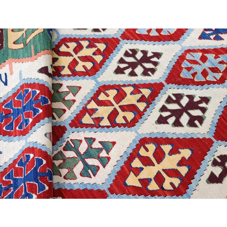 トルコ手織りキリム コンヤ 163x114cm 連なるひし形 レッド＆グリーン | ブランド登録なし | 03