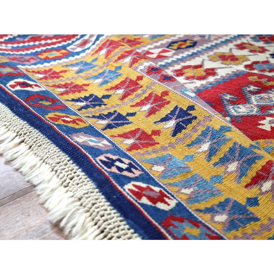 トルコ手織りキリム コンヤ　草木染 156x135cm 階段状の赤いミフラープ | ブランド登録なし | 07