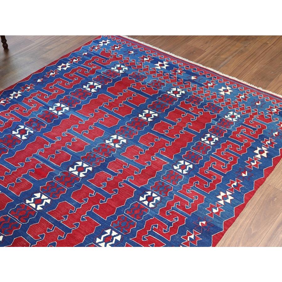 トルコ手織りキリム ユンジュ　草木染 206x144cm ブルー＆レッド | ブランド登録なし | 02