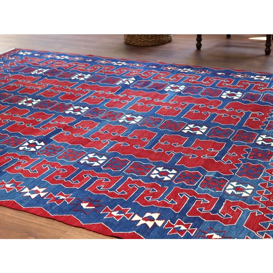 トルコ手織りキリム ユンジュ　草木染 206x144cm ブルー＆レッド | ブランド登録なし | 04