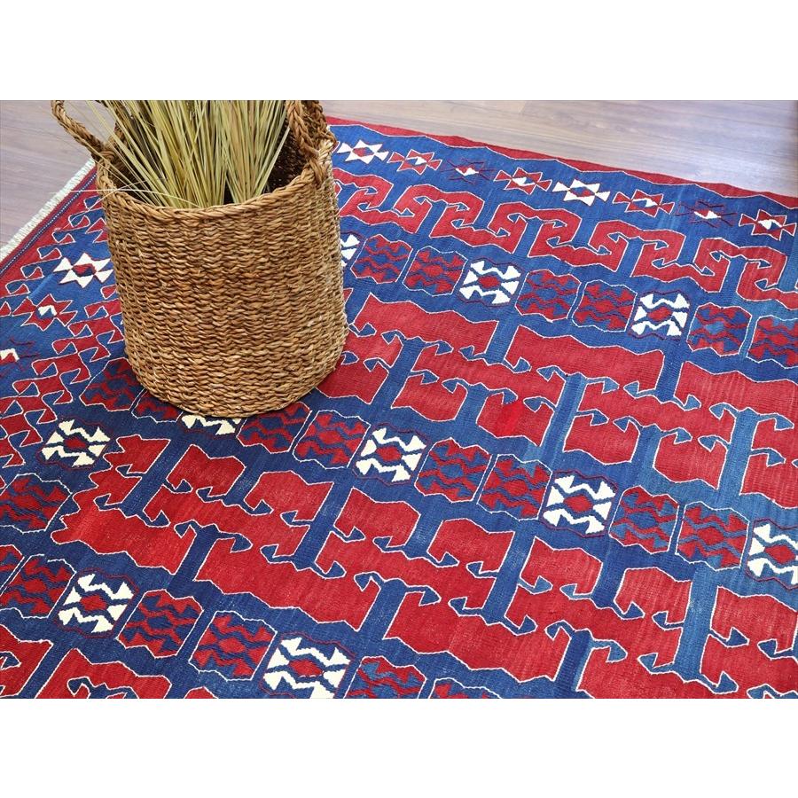 トルコ手織りキリム ユンジュ　草木染 206x144cm ブルー＆レッド | ブランド登録なし | 05