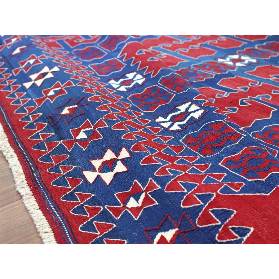 トルコ手織りキリム ユンジュ　草木染 206x144cm ブルー＆レッド | ブランド登録なし | 08
