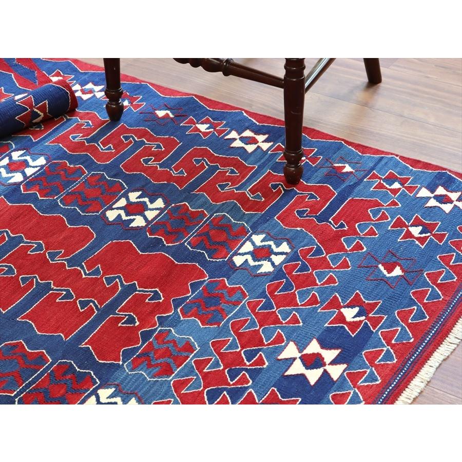 トルコ手織りキリム ユンジュ　草木染 206x144cm ブルー＆レッド | ブランド登録なし | 09