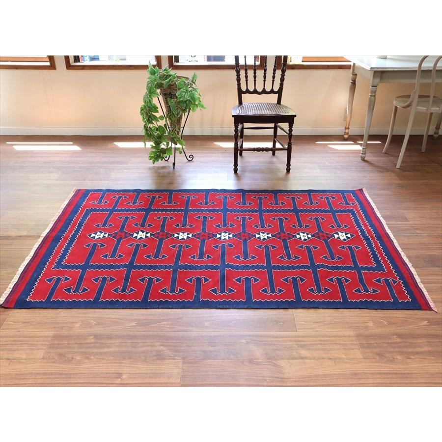 トルコ手織りキリム ユンジュ　草木染 196x123cm レッド＆ブルー | ブランド登録なし | 01