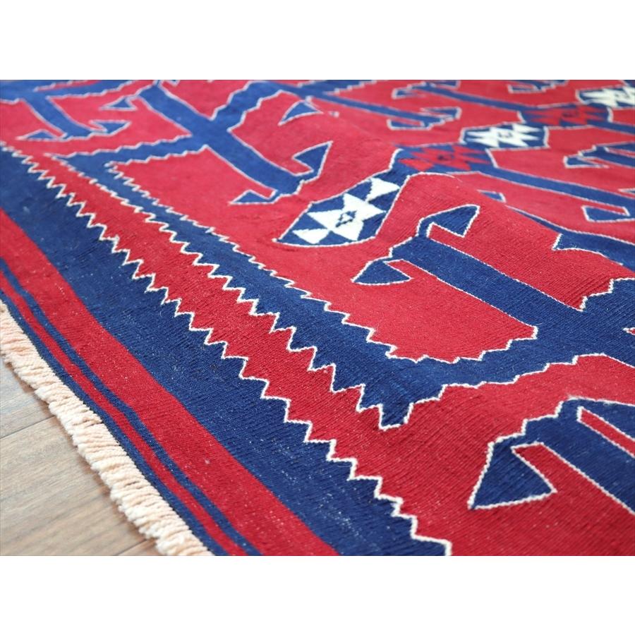 トルコ手織りキリム ユンジュ　草木染 196x123cm レッド＆ブルー | ブランド登録なし | 07
