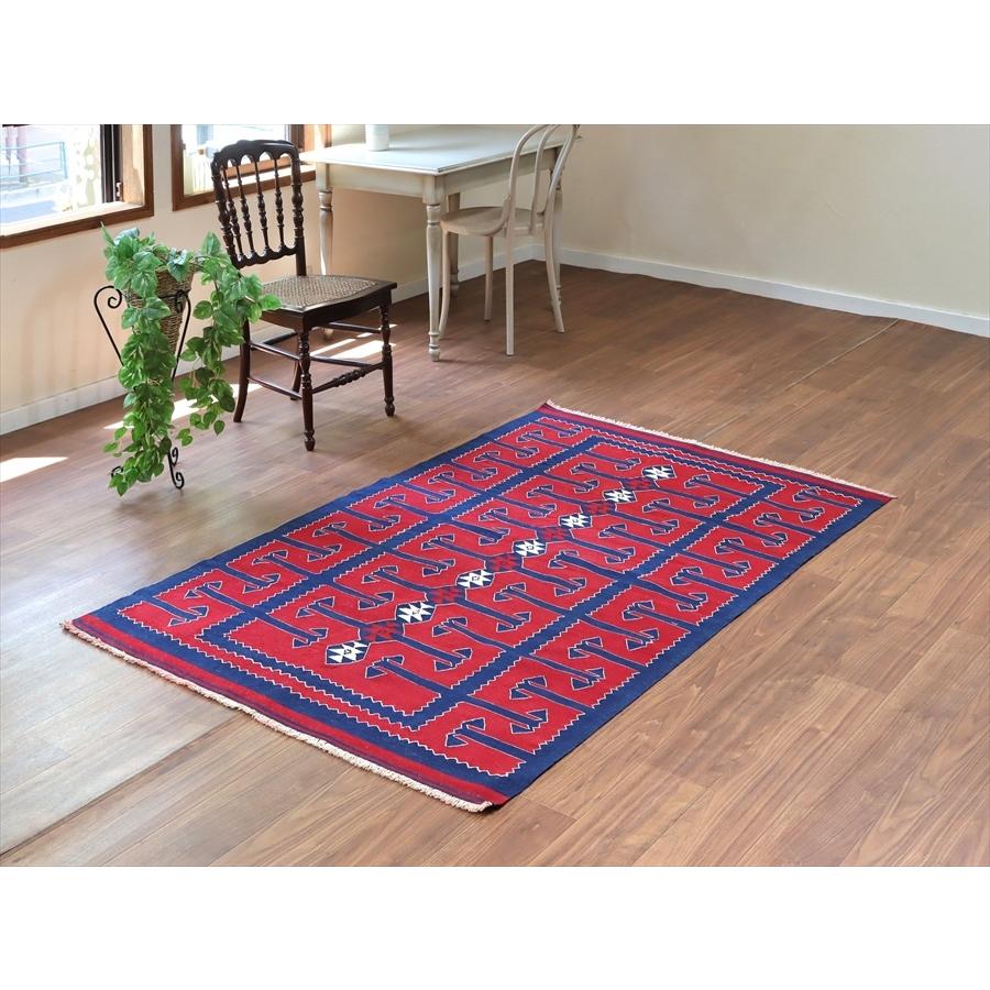 トルコ手織りキリム ユンジュ　草木染 196x123cm レッド＆ブルー | ブランド登録なし | 08