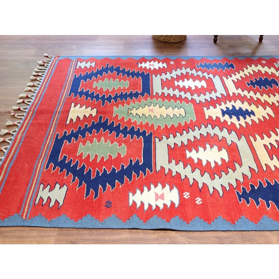 トルコの手織りキリム コンヤ　草木染 253x160cm ジグザグのパルマクルのモチーフ | ブランド登録なし | 03