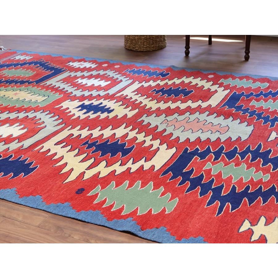 トルコの手織りキリム コンヤ　草木染 253x160cm ジグザグのパルマクルのモチーフ | ブランド登録なし | 05