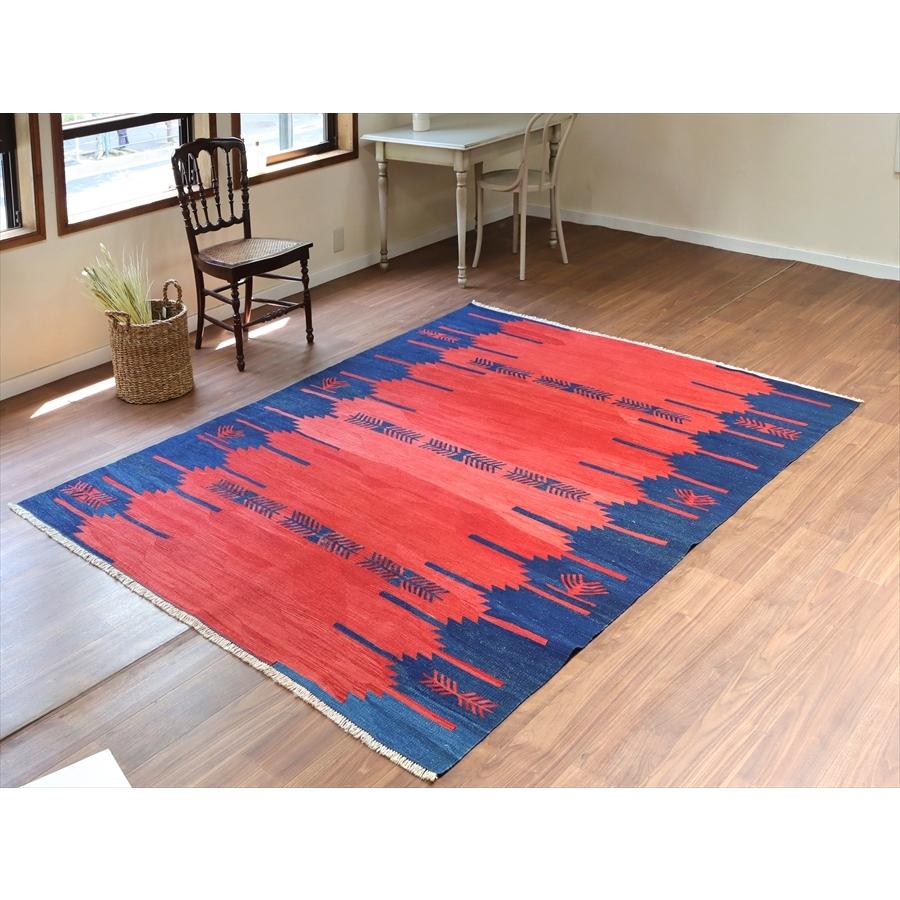 トルコの手織りキリム コンヤ　草木染 241x185cm ネイビー＆レッド | ブランド登録なし | 01